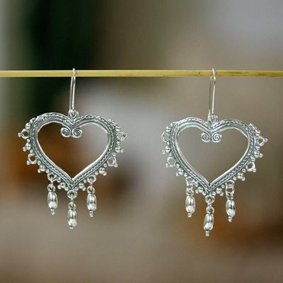 Primary image for Sterling Silver Heart Earrings for the Romantic Heart of Frida