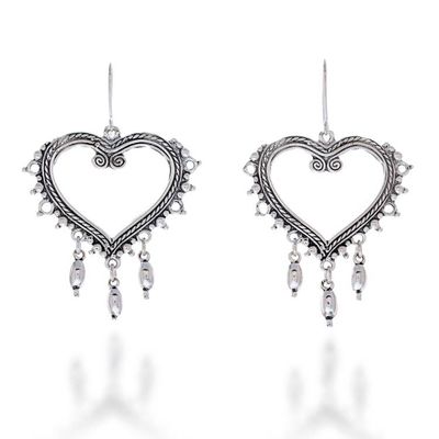 Alternate image for Sterling Silver Heart Earrings for the Romantic Heart of Frida