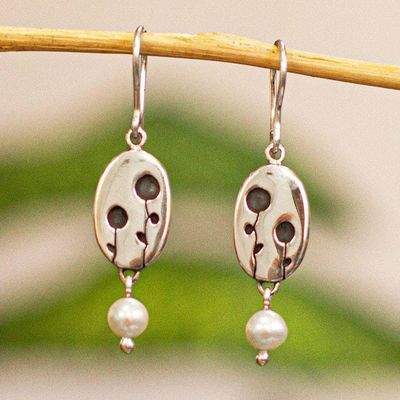 Primary image for Taxco Silver and Cultured Pearl Dangle Earrings from Mexico Miracle Pearls