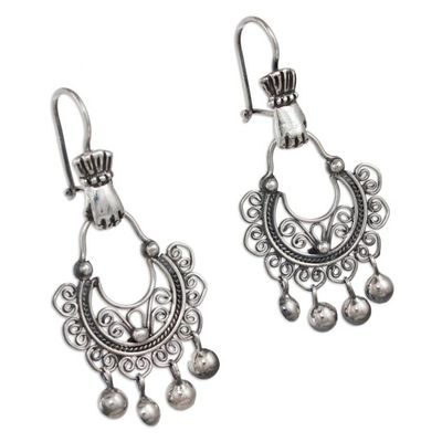 Alternate image for Artisan Crafted Sterling Silver Dangle Earrings from Mexico Rainy Day