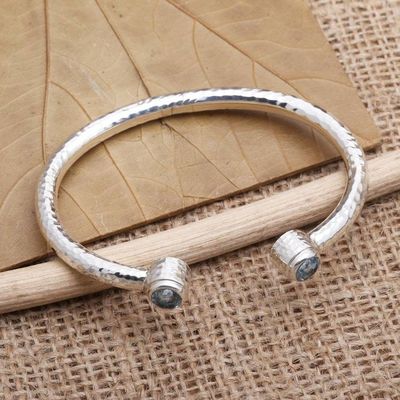 Primary image for Sterling Silver and Blue Topaz Cuff Bracelet Sparkling Whitecaps