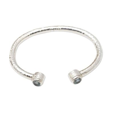 Alternate image for Sterling Silver and Blue Topaz Cuff Bracelet Sparkling Whitecaps