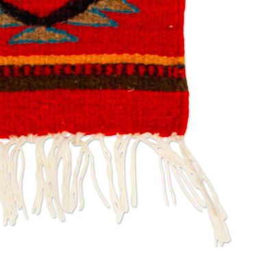 Alternate image for Geometric-Patterned Zapotec Wool Coaster with Natural Dyes Aztec Touch