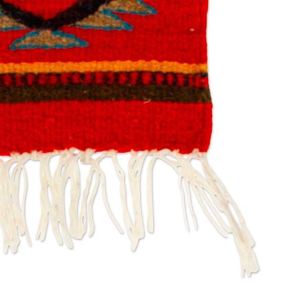 Alternate image for Geometric-Patterned Zapotec Wool Coaster with Natural Dyes Aztec Touch
