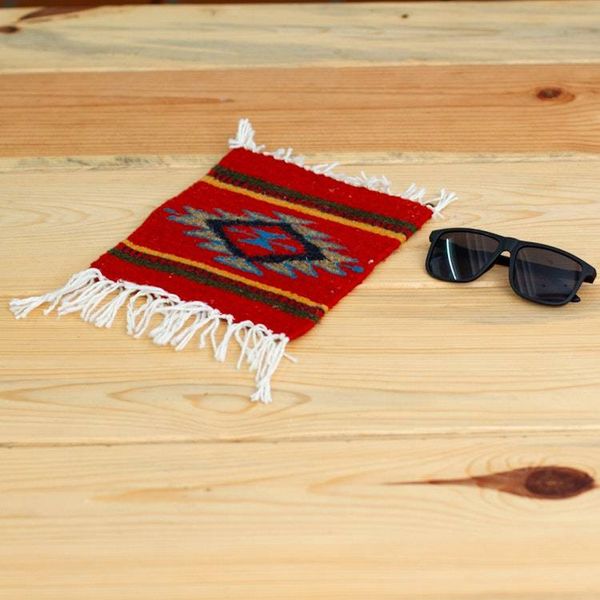 Alternate image for Geometric-Patterned Zapotec Wool Coaster with Natural Dyes Aztec Touch