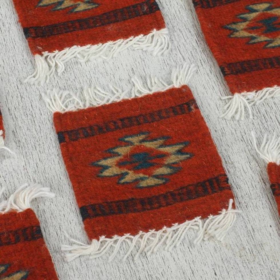 Zapotec coasters Set of 6 'Aztec Sun'