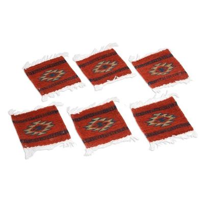 Alternate image for Zapotec coasters Set of 6 Aztec Sun