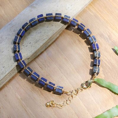 Alternate image for 18k Gold-Accented Bracelet with Knotted Lapis Lazuli Gems Midnight Margarita