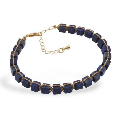 Alternate image for 18k Gold-Accented Bracelet with Knotted Lapis Lazuli Gems Midnight Margarita