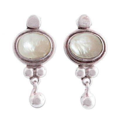 Alternate image for Cultured Pearl and Sterling Silver Earrings from Mexico Magic Aura