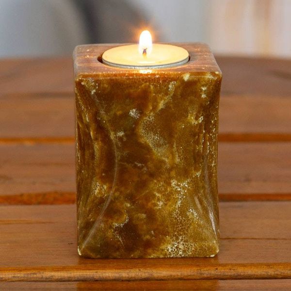 Alternate image for Modern Natural Onyx Tealight Candleholder in Cinnamon Hues Altar to Light