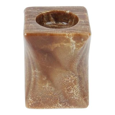 Alternate image for Modern Natural Onyx Tealight Candleholder in Cinnamon Hues Altar to Light