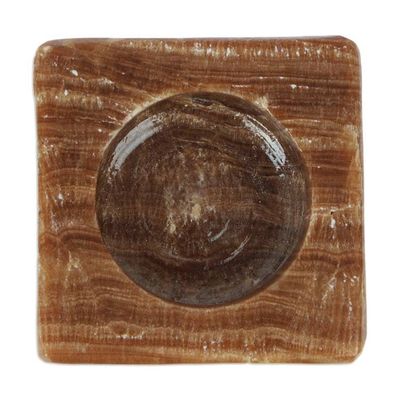 Alternate image for Modern Natural Onyx Tealight Candleholder in Cinnamon Hues Altar to Light