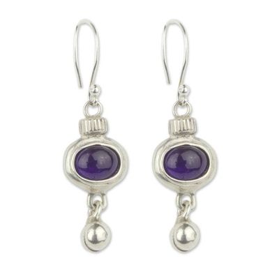Alternate image for Artisan Crafted Sterling Silver and Amethyst Earrings Quetzals