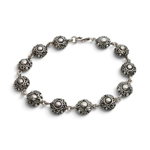 Alternate image for Folk Art Polished and Oxidized Link Bracelet Made in Bali Island Chakras