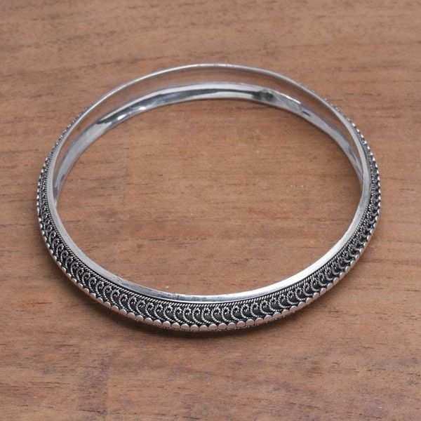 Alternate image for Handcrafted Sterling Silver Bangle Bracelet from Bali Petite Rope