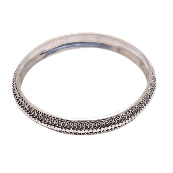 Alternate image for Handcrafted Sterling Silver Bangle Bracelet from Bali Petite Rope