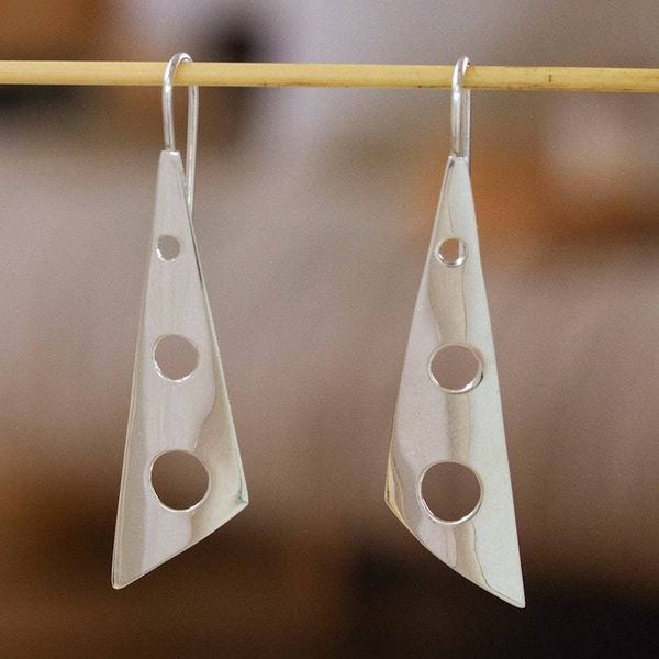 Alternate image for Mexican Taxco Silver Contemporary Drop Earrings Taxco Modern