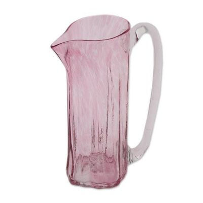 Alternate image for 7-Piece Recycled Glass Pitcher and Tumbler Set in Clear Pink Garden Relaxation in Rose