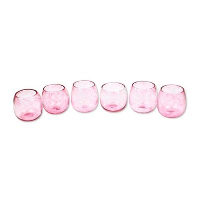 Alternate image for Six Pink Recycled Glass Stemless Wine Glasses from Mexico Social Bliss in Rose