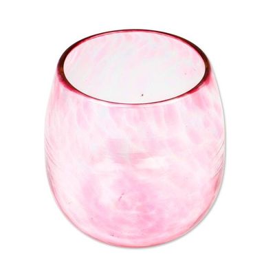 Alternate image for Six Pink Recycled Glass Stemless Wine Glasses from Mexico Social Bliss in Rose