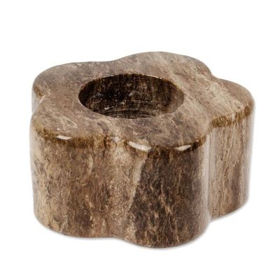 Alternate image for Spring-Inspired Floral Brown Marble Tealight Candleholder Marble Spring
