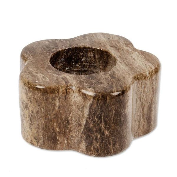 Alternate image for Spring-Inspired Floral Brown Marble Tealight Candleholder Marble Spring