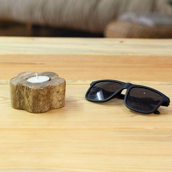 Alternate image for Spring-Inspired Floral Brown Marble Tealight Candleholder Marble Spring
