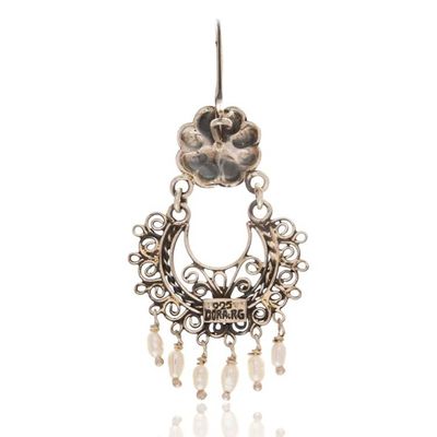 Alternate image for Authentic Mazahua Earrings with Peridot and Cultured Pearls Mazahua Lady