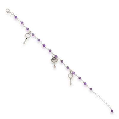 Alternate image for Fantasy-Inspired Natural Amethyst Charm Bracelet from Mexico Key to Wisdom