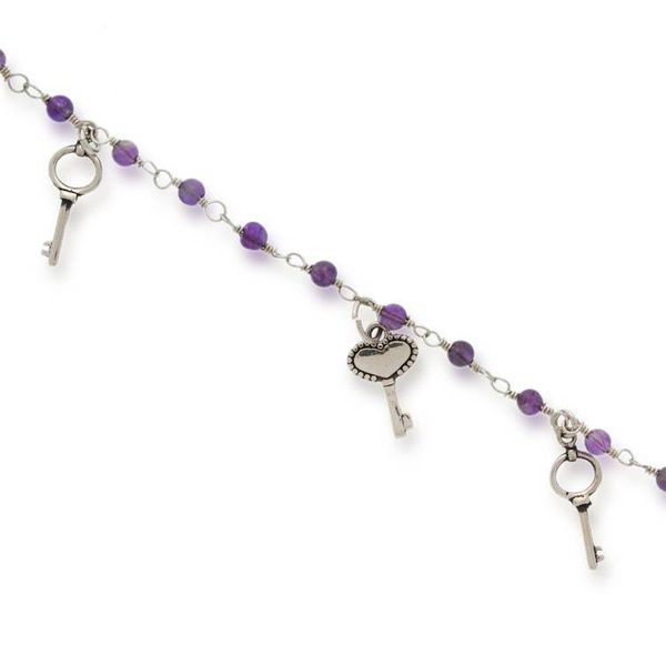 Alternate image for Fantasy-Inspired Natural Amethyst Charm Bracelet from Mexico Key to Wisdom