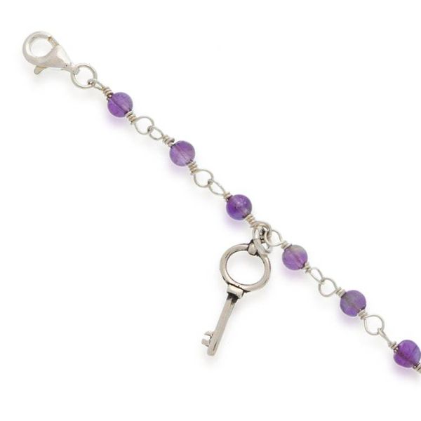 Alternate image for Fantasy-Inspired Natural Amethyst Charm Bracelet from Mexico Key to Wisdom