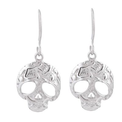 Alternate image for Taxco Skull Sterling Silver Dangle Earrings from Mexico Transmutation