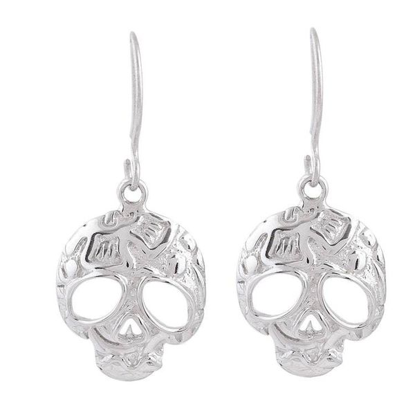 Alternate image for Taxco Skull Sterling Silver Dangle Earrings from Mexico Transmutation