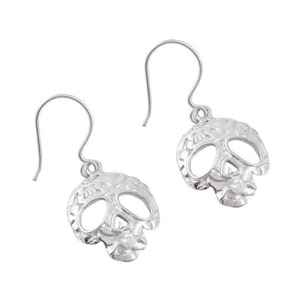 Alternate image for Taxco Skull Sterling Silver Dangle Earrings from Mexico Transmutation