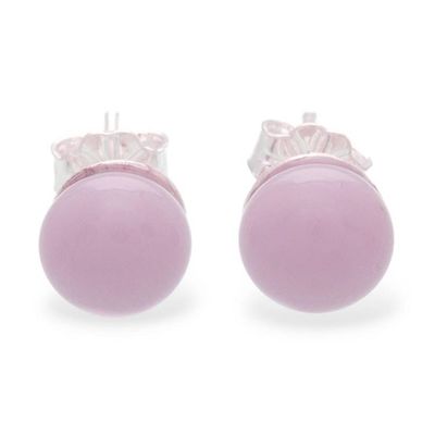 Alternate image for Lilac Handcrafted Round Fused Glass Silver Stud Earrings Essential Lilac
