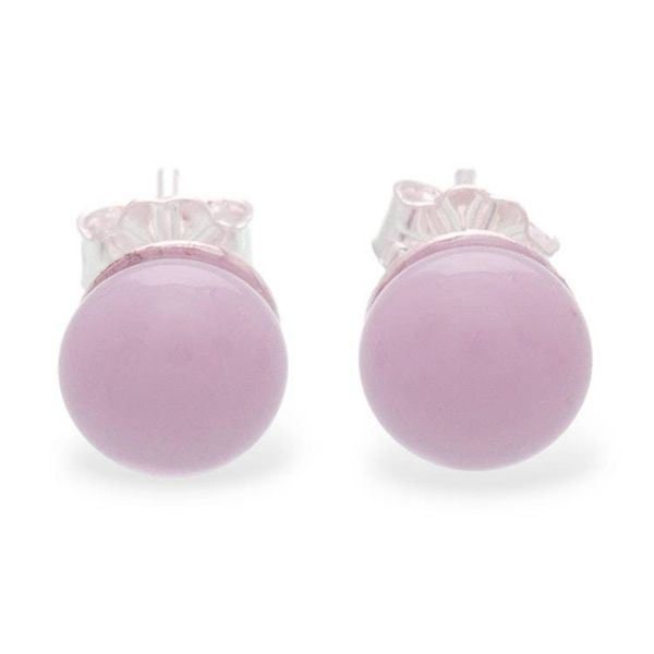 Alternate image for Lilac Handcrafted Round Fused Glass Silver Stud Earrings Essential Lilac