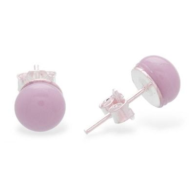 Alternate image for Lilac Handcrafted Round Fused Glass Silver Stud Earrings Essential Lilac