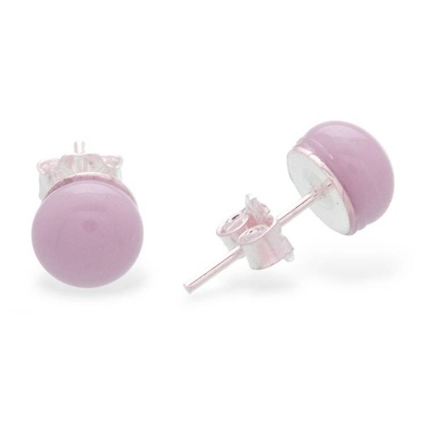 Alternate image for Lilac Handcrafted Round Fused Glass Silver Stud Earrings Essential Lilac