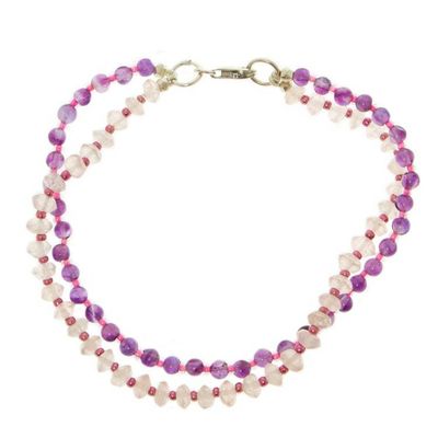 Alternate image for Amethyst and Rose Quartz Double Strand Bracelet Bold Colors