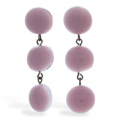 Alternate image for Round Lilac 18k Gold-Accented Fused Glass Dangle Earrings Lilac Trio