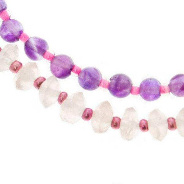Alternate image for Amethyst and Rose Quartz Double Strand Bracelet Bold Colors