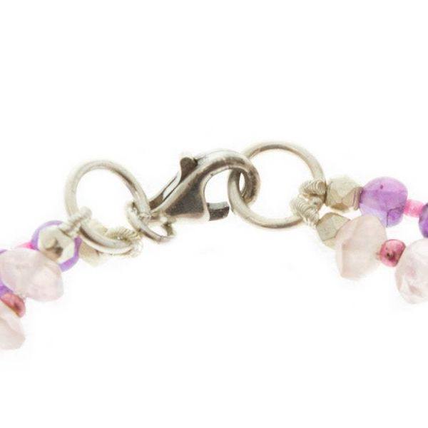 Alternate image for Amethyst and Rose Quartz Double Strand Bracelet Bold Colors
