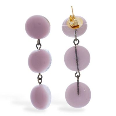 Alternate image for Round Lilac 18k Gold-Accented Fused Glass Dangle Earrings Lilac Trio