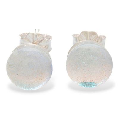 Alternate image for Iridescent Handcrafted Dichroic Glass Silver Stud Earrings Essential Iridescence