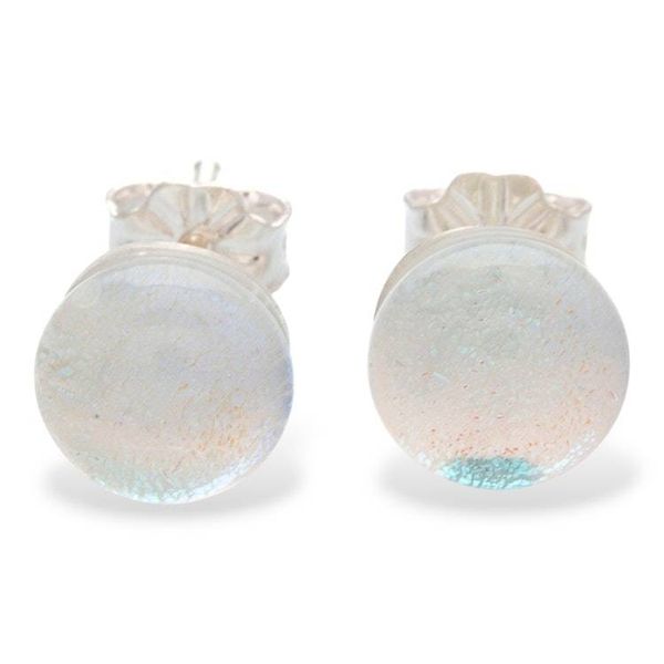 Alternate image for Iridescent Handcrafted Dichroic Glass Silver Stud Earrings Essential Iridescence