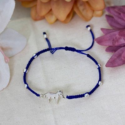 Primary image for Handmade Taxco Silver Macrame Bracelet with Horse Pendant Enchanting Horse