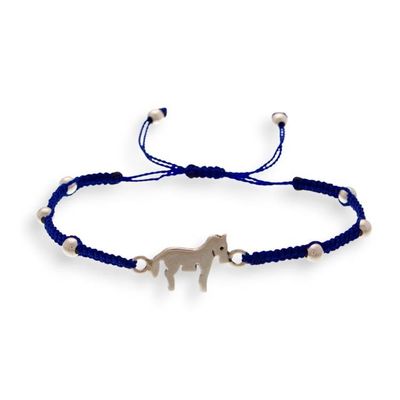 Alternate image for Handmade Taxco Silver Macrame Bracelet with Horse Pendant Enchanting Horse