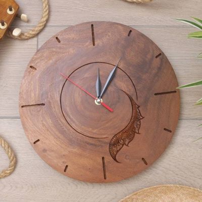 Primary image for Handcrafted Balinese Wood Wall Clock from Indonesia Slowly but Surely