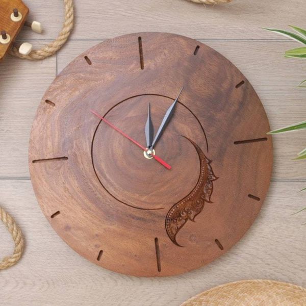 Alternate image for Handcrafted Balinese Wood Wall Clock from Indonesia Slowly but Surely